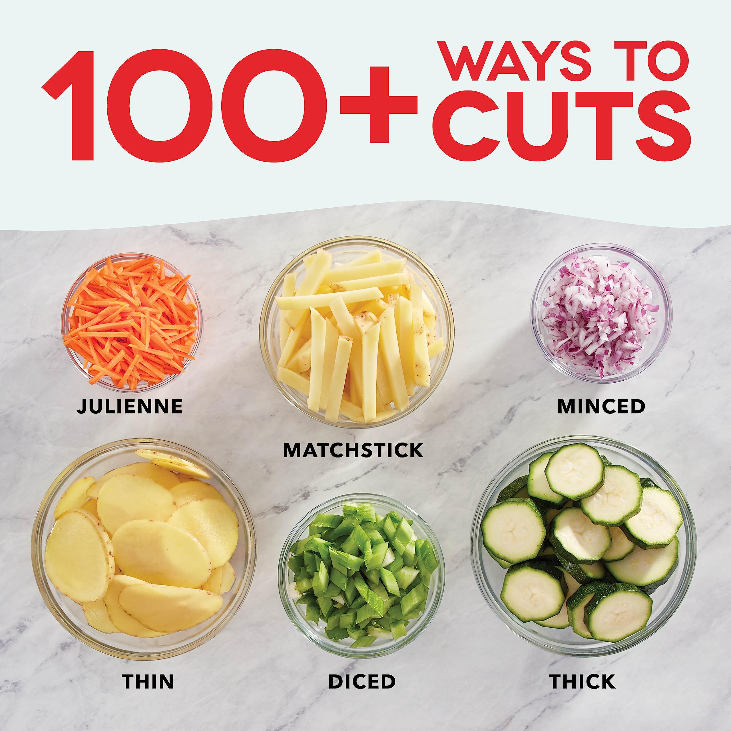 Dash Safe Slice Mandoline Slicer, Julienne + Dicer For Vegetables, Meal Prep & More With 30+ Presets & Thickness Adjuster - Aqua